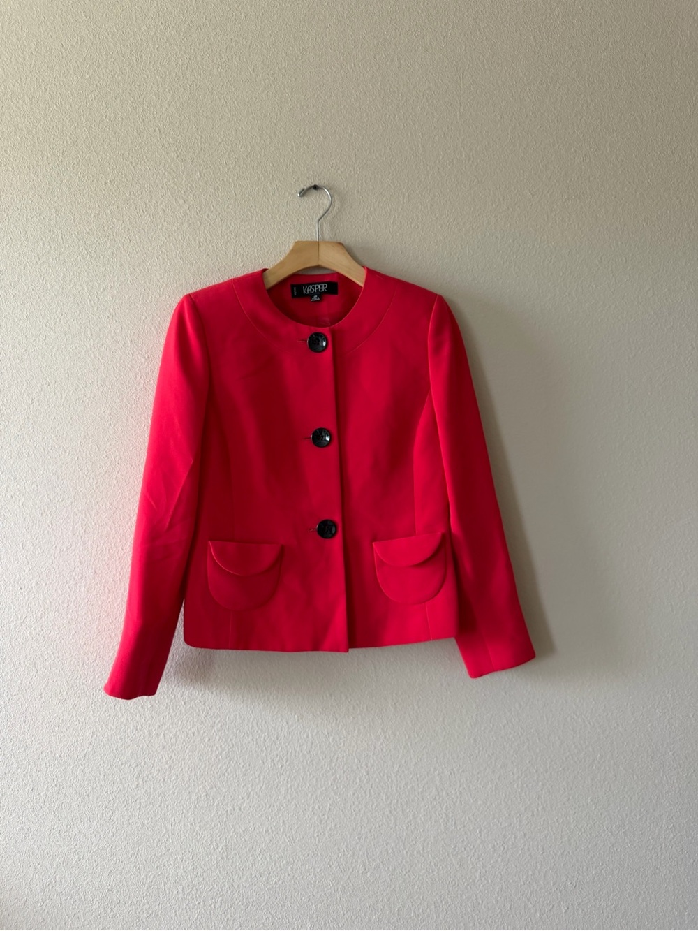 Kasper Bright Collarless Three-Button Blazer
